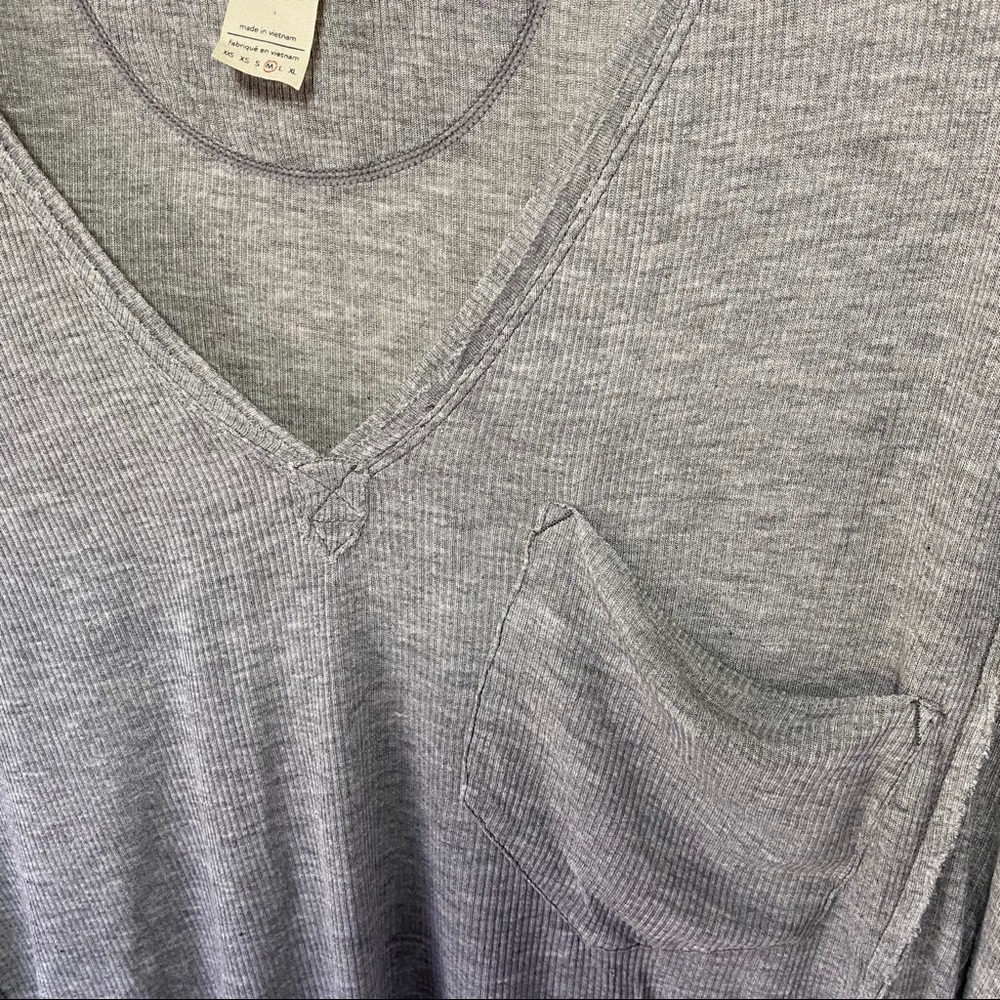 Free People Gray Golden Gate Ribbed T-Shirt Size M - Picture 4 of 12